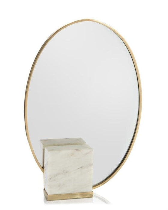 John Richard Oval Mirror in Brass and Marble