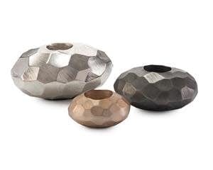 John Richard Set of 3 Chiseled Rock Candleholder