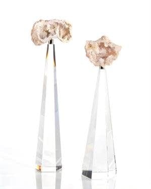 John Richard Set of Two Cream Toned Geode On Crystal