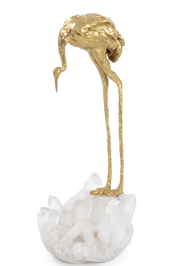 John Richard Unclassified Brass Crane and Quartz Sculpture II