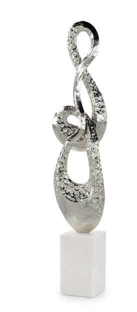 John Richard Unclassified Coiled Metal Sculpture on Marble Base, Nickel