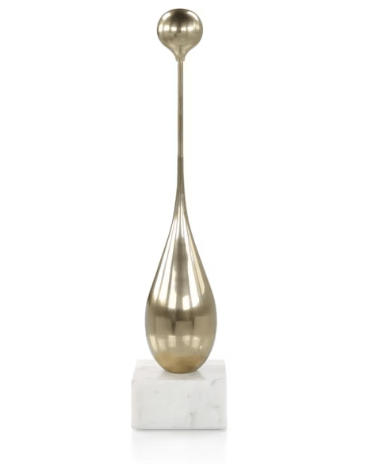 John Richard Unclassified Drop Sculpture on Marble Base, Large Brass