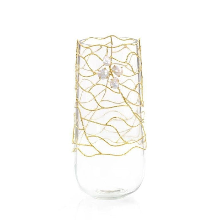 John-Richard Vases Entwined In Brass And Pearls Vase