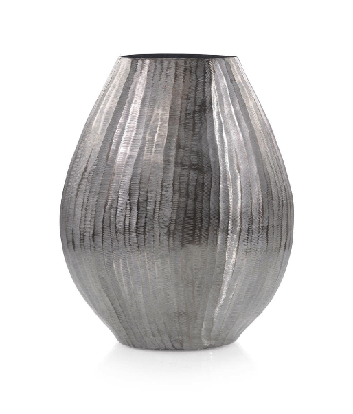 John Richard Vases Smoky Black Chiseled Oval Vase II