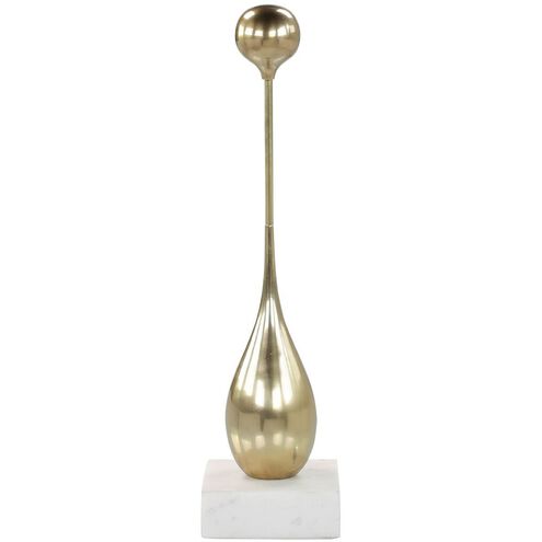 Drop Sculpture On Marble Base - Small Brass