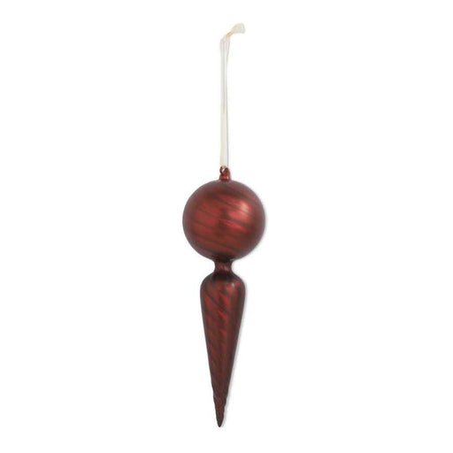 K & K Interiors 14.5 Inch Matte Red Swirl Finial Glass Ornament