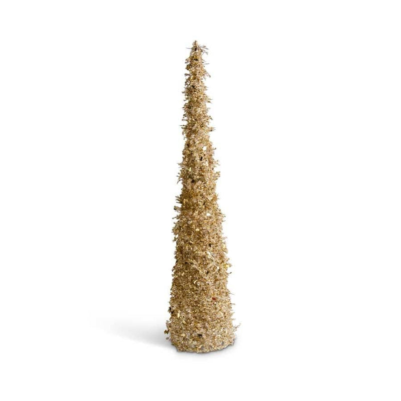 K & K Interiors 30 inch Gold Iced Beaded Cone Tree