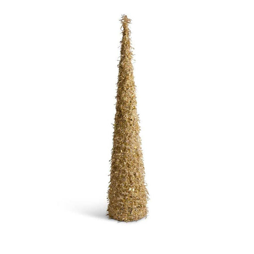 K & K Interiors 36 inch Gold Iced Beaded Cone Tree