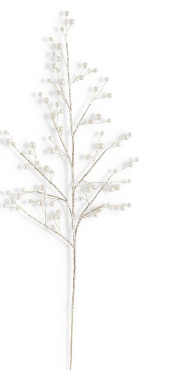 K & K Interiors Christmas 29 Inch Gold Glittered Stem w/Pearls