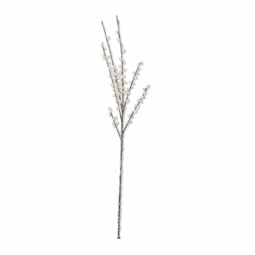 K & K Interiors Christmas 33 Inch Iced White Berry Stem