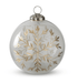 K & K Interiors orname 5 Inch Frosted Glass Round Gold Gilded Etched Snowflake Ornament