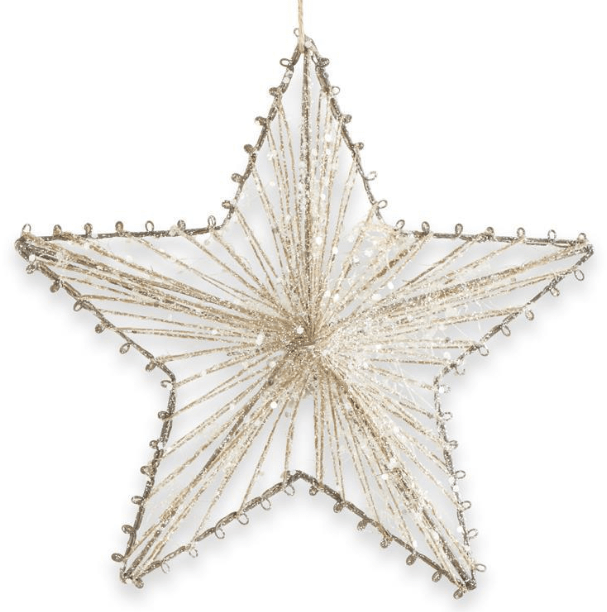K & K Interiors Ornaments 8 INCH GLITTERED JUTE STAR ORNAMENT