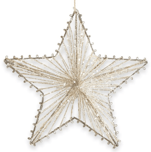 K & K Interiors Ornaments 8 INCH GLITTERED JUTE STAR ORNAMENT