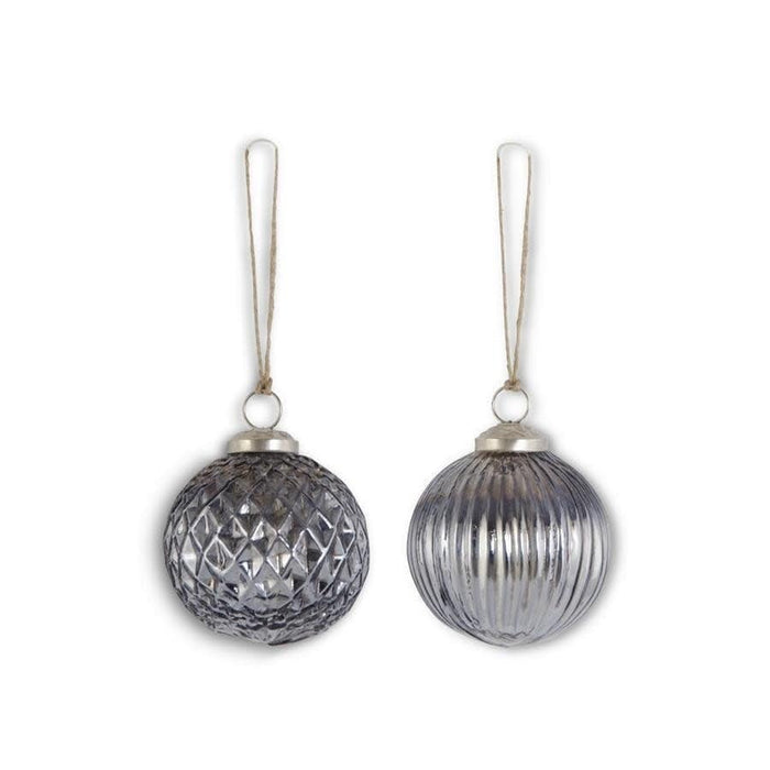 K & K Interiors Ornaments Assorted 3 Inch Blue Gray Mercury Glass Ornaments (2 Styles)