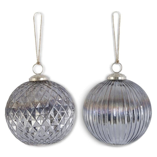 K & K Interiors Ornaments Assorted 5 Inch Blue Gray Mercury Glass Ornaments (2 Styles)