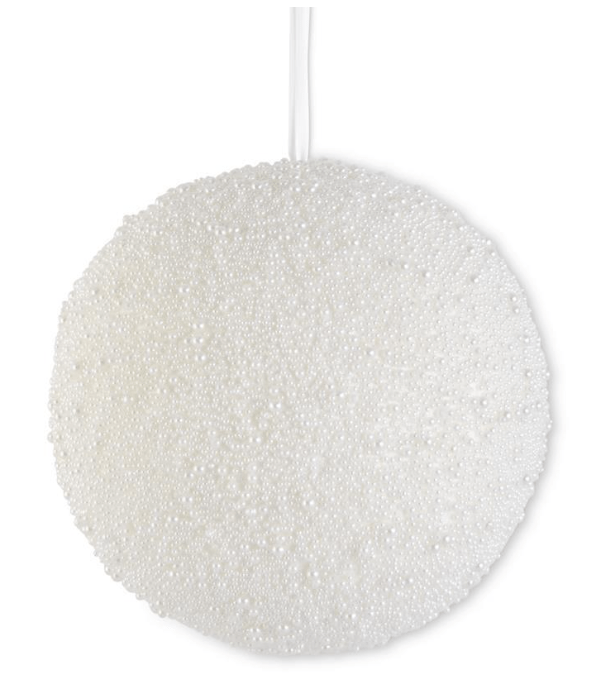 K & K Interiors Unclassified 12 Inch Round White Pearl Beaded Ornament