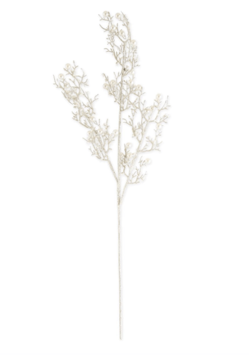 K & K Interiors Unclassified 27 Inch Champagne Glittered Twig Stem w/Pearls