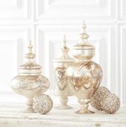 K & K Interiors Unclassified 5 Inch Champagne Sequins & Bead Embellished Shatterproof Ornament