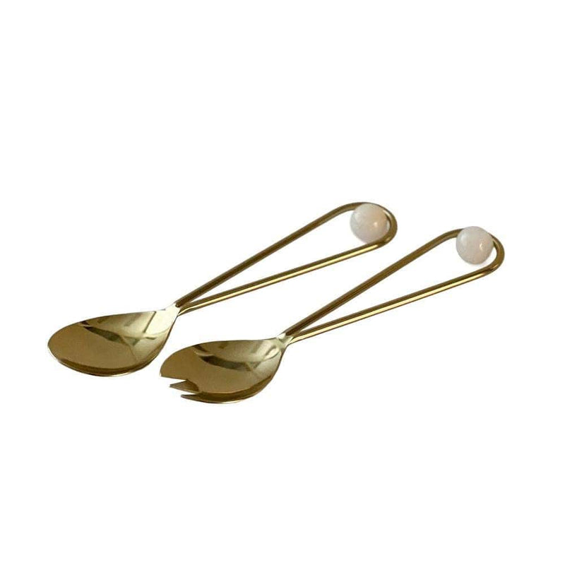 Kinor Decor Gold Stainless Steel Salad Servers With Balls