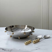 Kinor Decor Stainless Steel Salad Server With Gold Balls