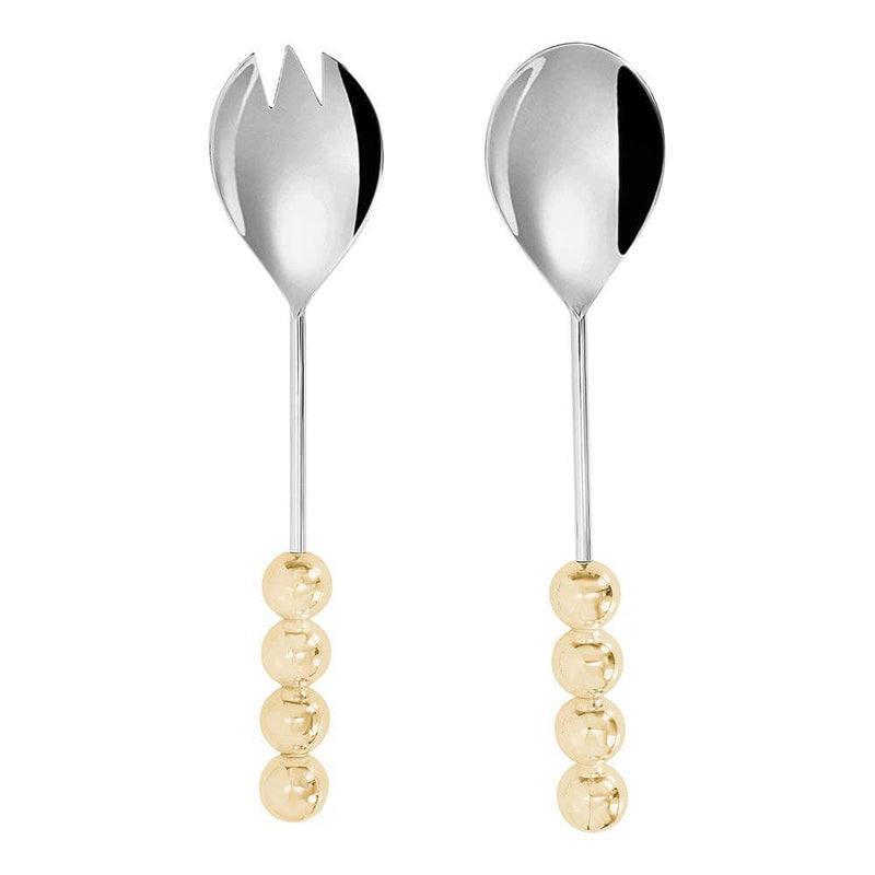Kinor Decor Stainless Steel Salad Server With Gold Balls