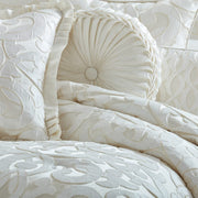 J. Queen New York Decorative Coordinate Pillows La Boheme Ivory Tufted Round Decorative Throw Pillow