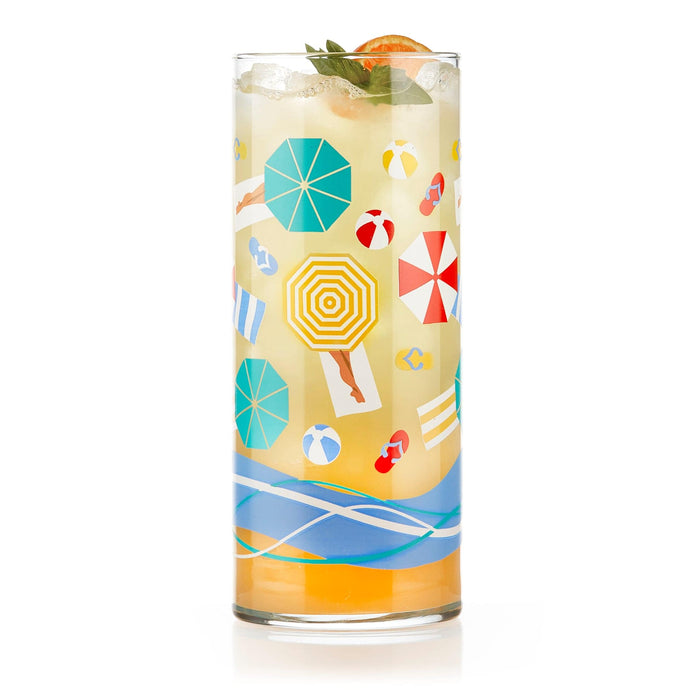 Libbey Beverageware Libbey Vintage Beach Scene Cooler Glasses, 16-ounce, Set of 4