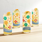 Libbey Beverageware Libbey Vintage Beach Scene Cooler Glasses, 16-ounce, Set of 4
