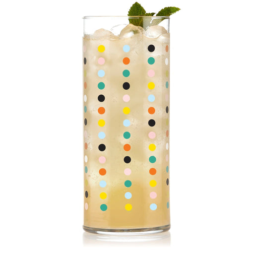 Libbey Beverageware Libbey Vintage Flower Power Party Dots Cooler Glasses, 16-ounce, Set of 4