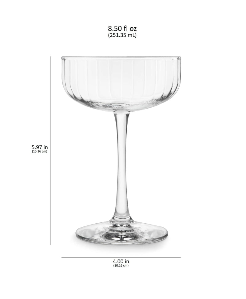 Libbey Cocktails and Spirits Libbey Paneled Coupe Cocktail Glasses, 8.5-ounce, Set of 4
