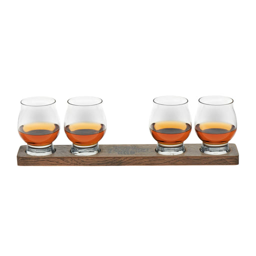 Libbey Cocktails and Spirits Libbey Signature Kentucky Bourbon Trail Whiskey Tasting Set, 4 Whiskey Glasses with Wood Paddle