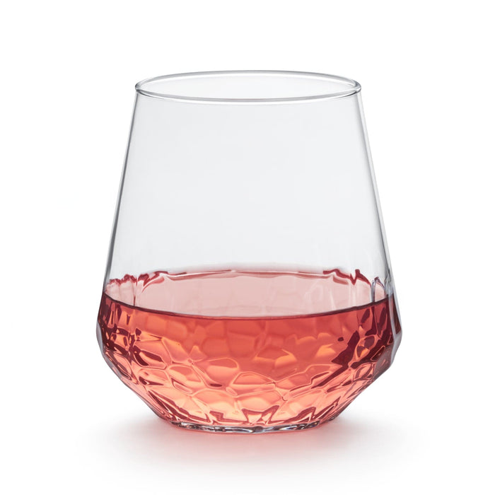 Libbey Stemware Libbey Hammered Base All-Purpose Stemless Wine Glass, 17.75-ounce, Set of 8