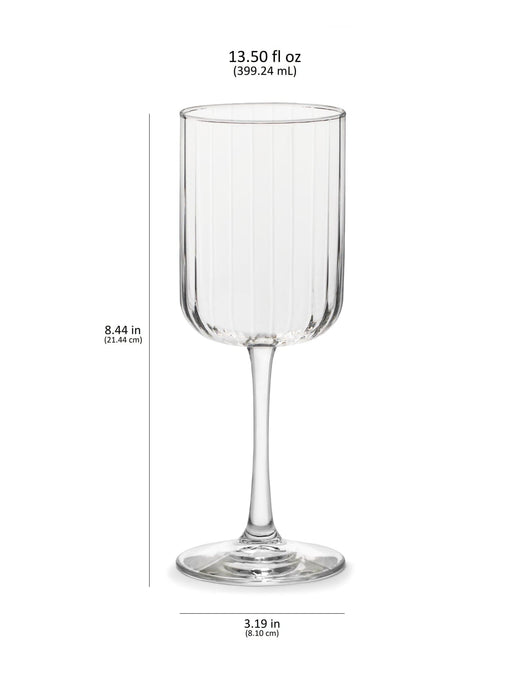 Libbey Stemware Libbey Paneled All Purpose Wine Glasses, 13.5-ounce, Set of 4