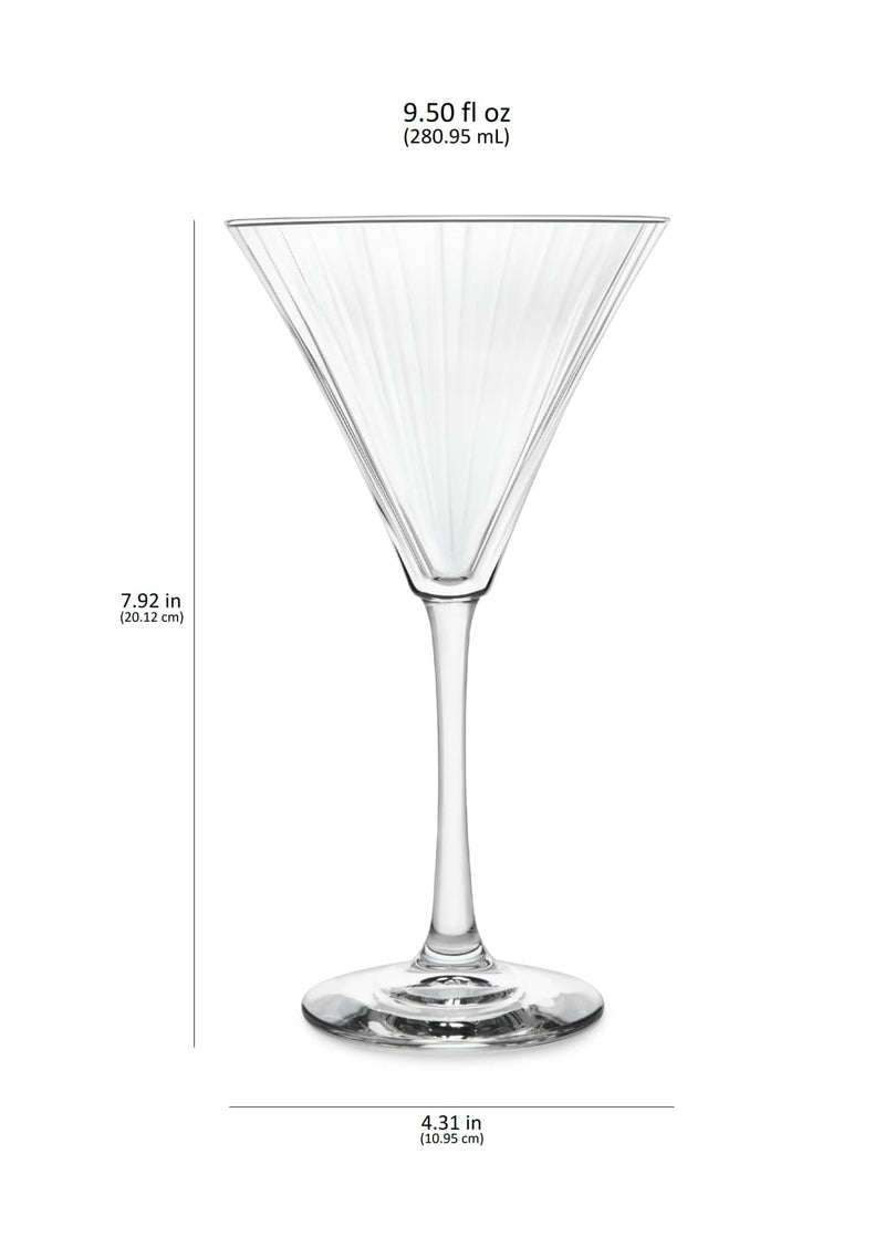 Libbey Stemware Libbey Paneled Martini Glasses, 9.5-ounce, Set of 4