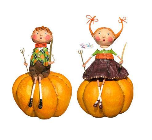 Lori Mitchell Figurines Peter & Prissy Pumpkin Eater Figurines Set of 2 by Lori Mitchell