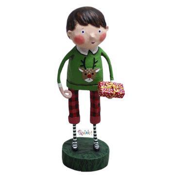 Lori Mitchell Seasonal Decor, Christmas Gift Exchange Boy Christmas Figurine by Lori Mitchell
