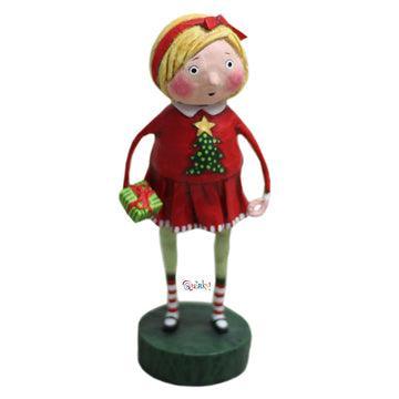 Lori Mitchell Seasonal Decor, Christmas Gift Exchange Girl Christmas Figurine by Lori Mitchell
