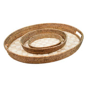 mack serving tray Mackenzie-Childs Mocha Check Enamel & Rattan Large Tray