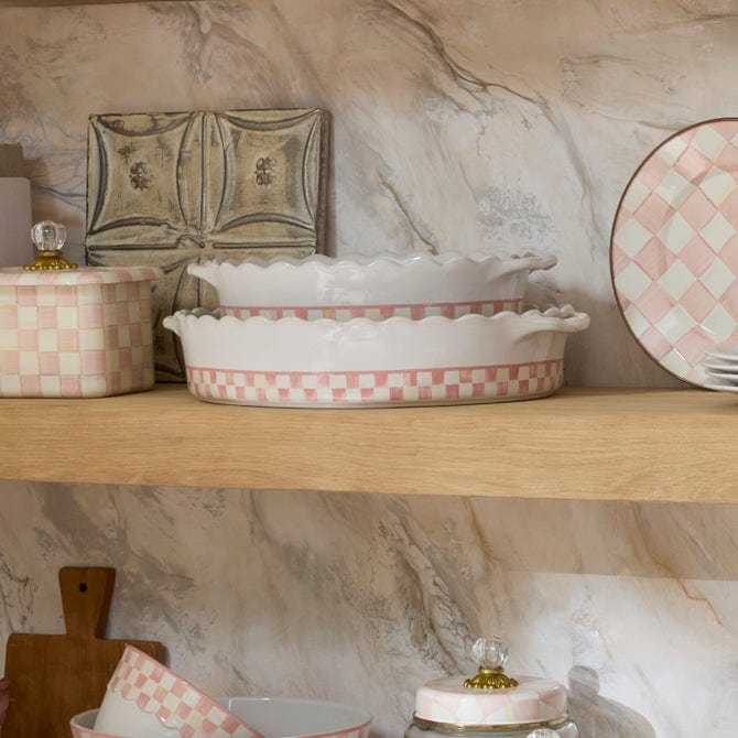 MacKenzie-Childs Baking Dishes Mackenzie-Childs Rosy Check Everyday Large Oval Baker