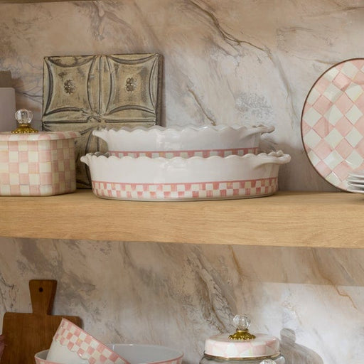 MacKenzie-Childs Baking Dishes Mackenzie-Childs Rosy Check Everyday Large Oval Baker