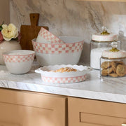 MacKenzie-Childs Baking Dishes Mackenzie-Childs Rosy Check Everyday Medium Oval Baker