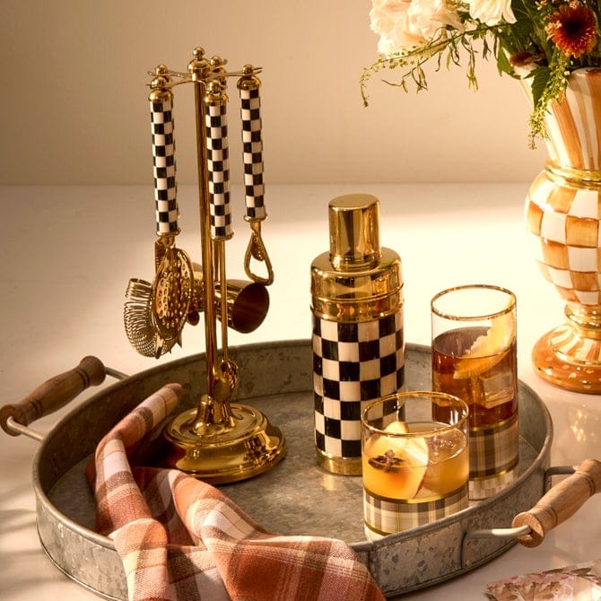 MacKenzie-Childs Bar Accessories Courtly Check 3260 Gold Bar Tool Set