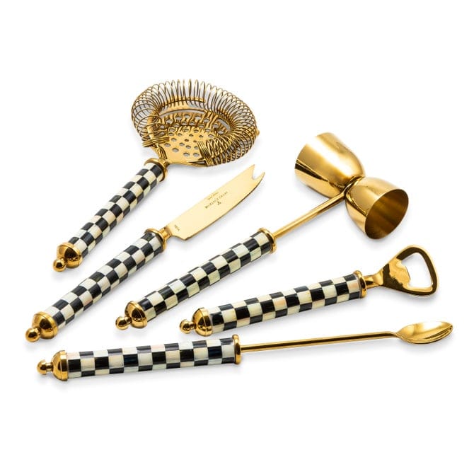 MacKenzie-Childs Bar Accessories Courtly Check 3260 Gold Bar Tool Set