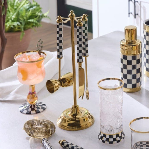 MacKenzie-Childs Bar Accessories Courtly Check 3260 Gold Bar Tool Set