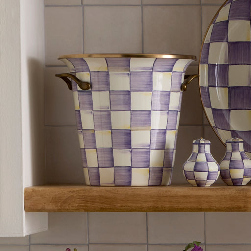 MacKenzie-Childs Bar Accessories Mackenzie Childs Violet Check Wine Cooler