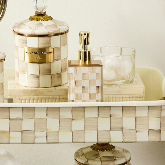 MacKenzie-Childs Bath Accessories Mackenzie-Childs Mocha Check Glass Soap Pump