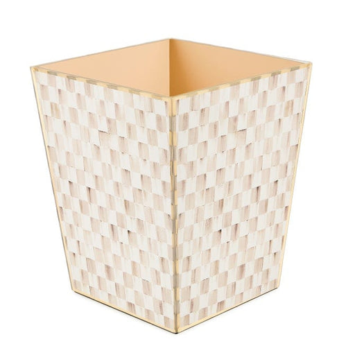 MacKenzie-Childs Bath Accessories Mackenzie-Childs Mocha Check Glass Waste Bin