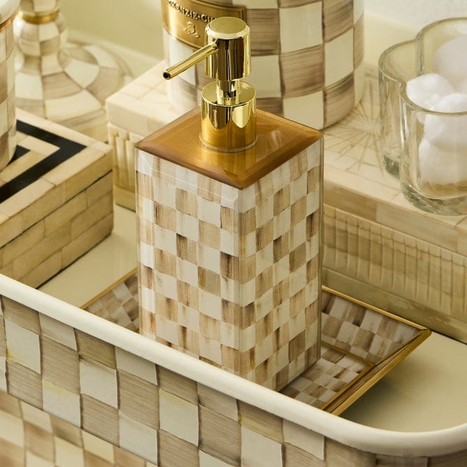 MacKenzie-Childs Bath Accessories Mackenzie-Childs Mocha Check Small Glass Vanity Tray