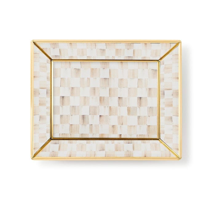MacKenzie-Childs Bath Accessories Mackenzie-Childs Mocha Check Small Glass Vanity Tray
