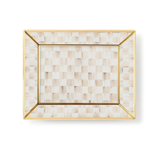 MacKenzie-Childs Bath Accessories Mackenzie-Childs Mocha Check Small Glass Vanity Tray